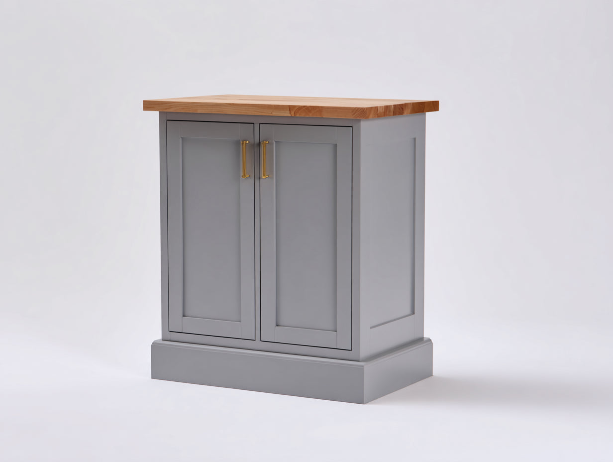 Aparador de madera con 2 puertas 80x45x90 cm - Gris-Roble - Diseño compacto clásico