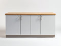 Aparador moderno de 4 puertas 180x45x90 cm - Blanco y roble - Diseño minimalista para comedor