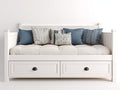 Sofá cama individual tapizado de lino con cajones 200x90x95 cm - blanco crema - estilo clásico multifuncional
