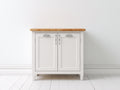 Aparador de madera con 2 puertas 80x40x85 cm - blanco roto roble miel - diseño clásico compacto