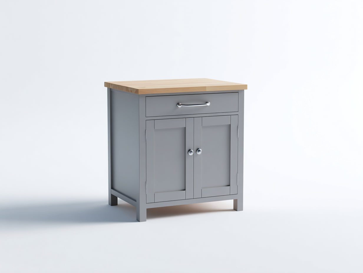 Aparador compacto de madera con 2 puertas y 1 cajón 60x35x82 cm - gris claro roble natural - diseño moderno auxiliar