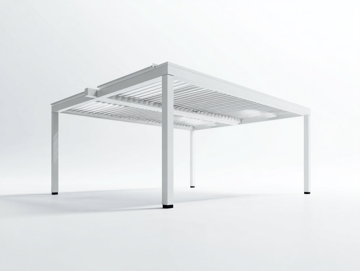 Pérgola de jardín de aluminio 400x300x250 cm - blanco - diseño moderno con techo de lamas