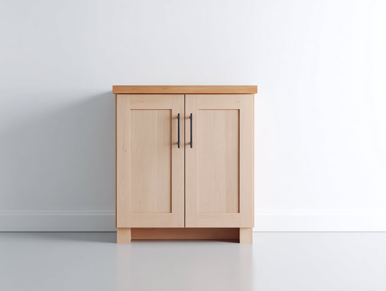 Aparador de madera con 2 puertas 82x42x86 cm - Natural - Diseño compacto para salón