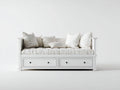 Sofá cama de madera con 2 cajones 210x92x98 cm - Blanco - Diseño floral clásico
