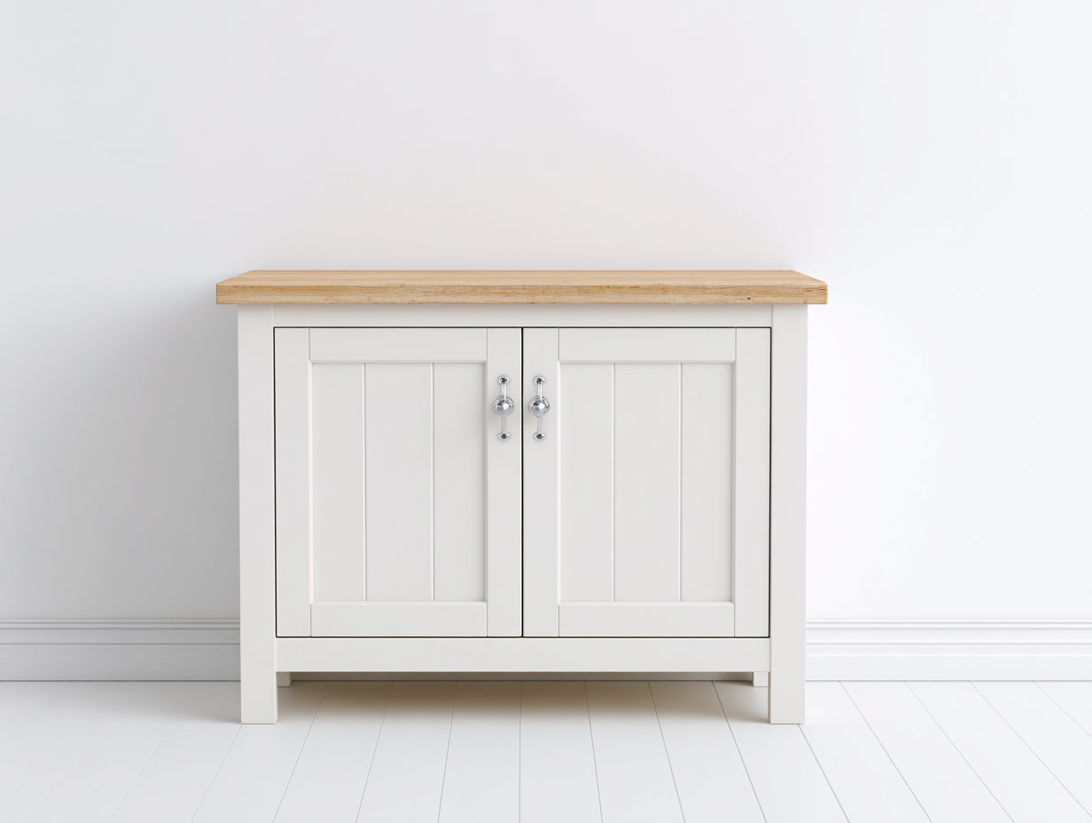 Aparadores de madera 105x42x88 cm - blanco-marrón claro - diseño clásico para comedor