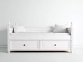 Sofá cama individual de madera con cajones 198x92x96 cm - blanco mate - diseño clásico con almacenamiento