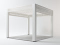 Pérgola de jardín de metal 320x320x255 cm - blanco - diseño moderno con techo de lamas