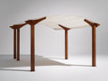 Pérgola de jardín de madera 360x300x255 cm - Marrón-Blanco - Diseño abierto con toldo textil