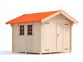 Caseta de jardín de madera con doble puerta 320x260x245 cm - Natural-Naranja - Cobertizo exterior para almacenamiento