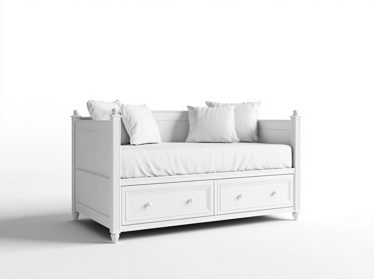 Sofás cama de madera 205x95x90 cm - blanco - diseño clásico con cajones para salón