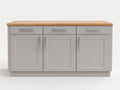 Aparador de madera con 3 puertas y 3 cajones 160x45x90 cm - gris claro roble - diseño moderno de almacenamiento