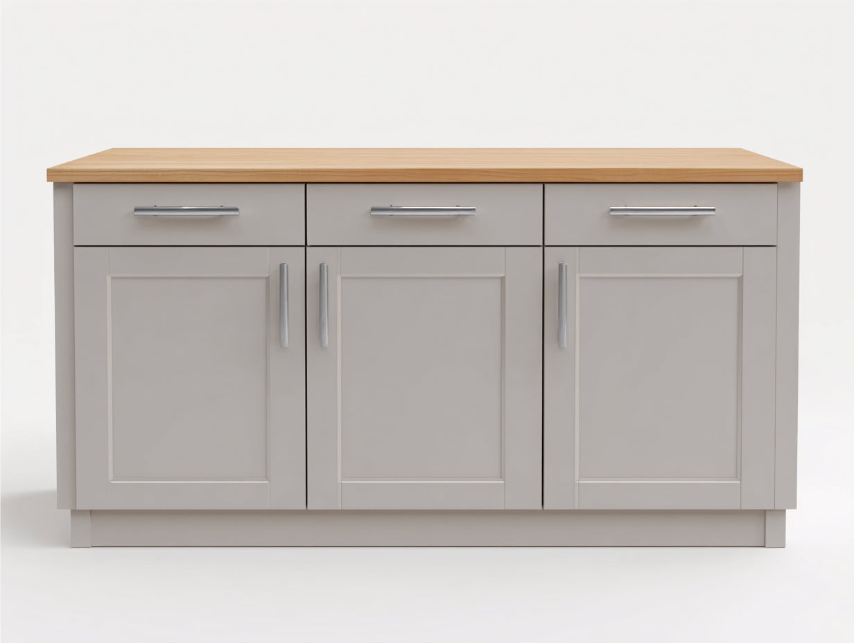 Aparador de madera con 3 puertas y 3 cajones 160x45x90 cm - gris claro roble - diseño moderno de almacenamiento
