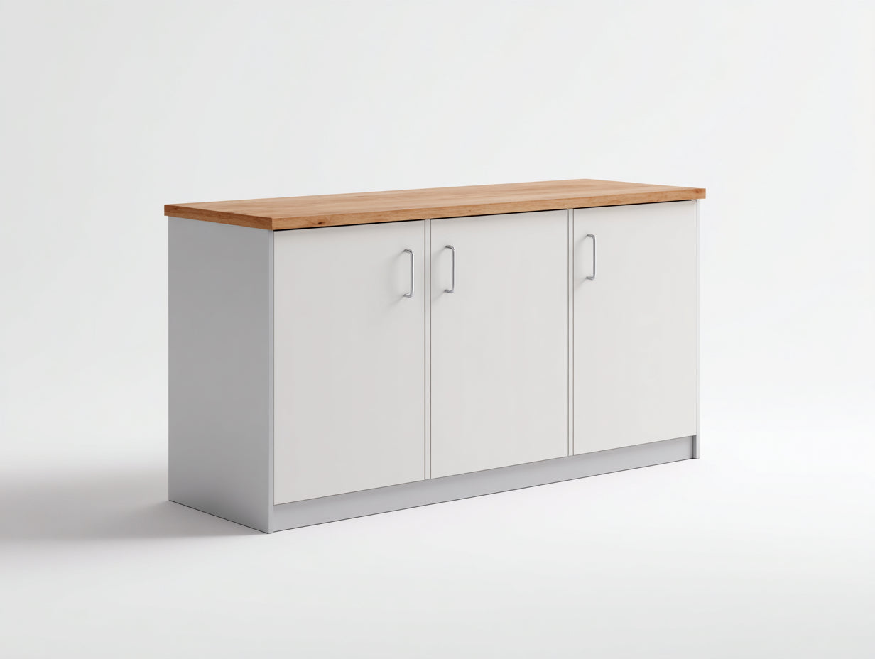 Aparadores de madera 175x45x88 cm - blanco-marrón claro - diseño moderno para comedor