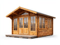 Caseta de jardín de madera 420x320x285 cm - Natural - Diseño tipo cabaña con ventanas