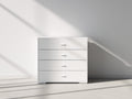 Cómoda compacta de madera 82x45x86 cm - blanco mate - 4 cajones para dormitorio estilo contemporáneo