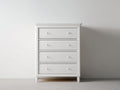 Cómoda de dormitorio de madera 80x42x105 cm - blanco mate - 4 cajones estilo clásico moderno