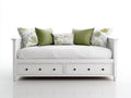 Sofá cama de madera con 2 cajones 210x92x98 cm - Blanco - Diseño floral clásico