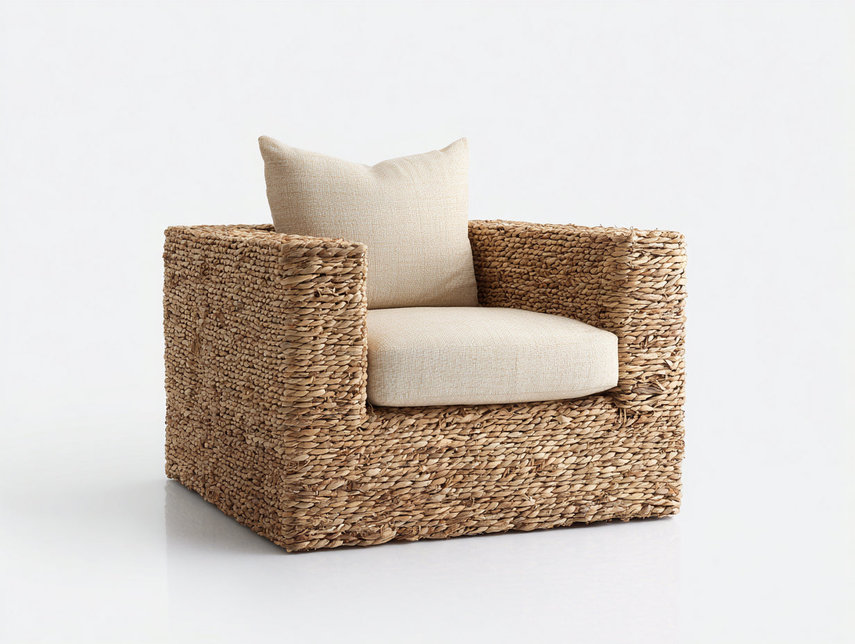 Sillones de ratán 95x88x78 cm - beige-marrón - diseño natural para salón