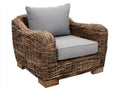 Sillones de ratán de 1 plaza 105x95x85 cm - marrón-gris - diseño natural para jardín