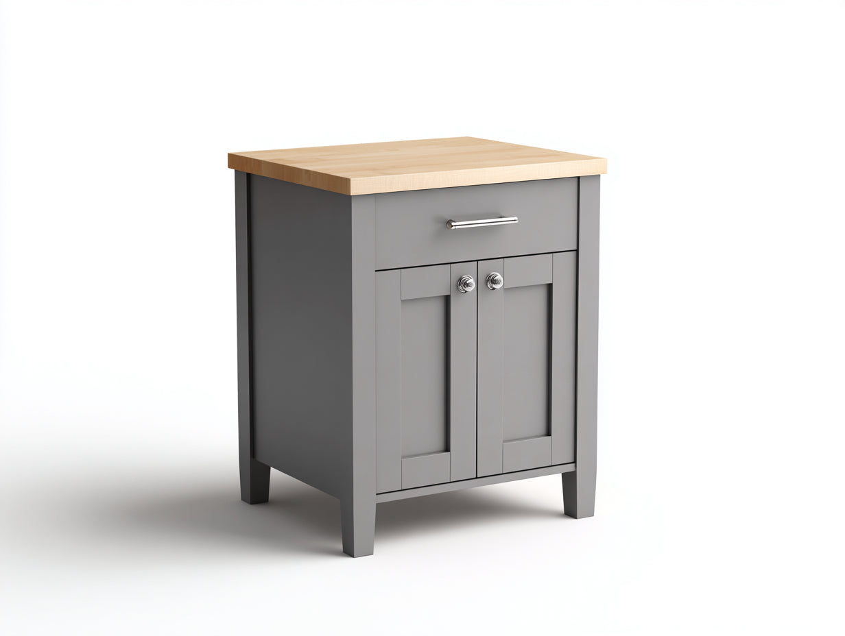 Aparador de madera con 2 puertas y 1 cajón 75x45x90 cm - Gris-Roble - Diseño compacto para salón